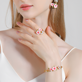 Sweet Hibiscus Flower Dragonfly Bracelet